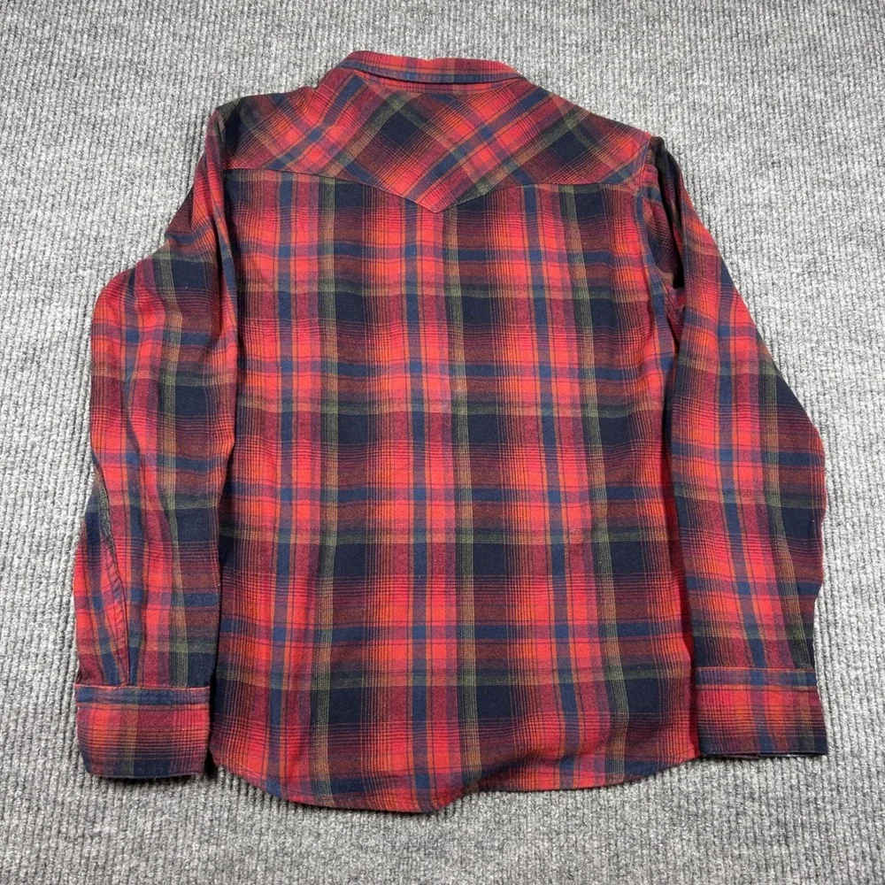 Levis Shirt Mens L Red Plaid Flannel Western Pearl Snap Long Sleeve RN117508